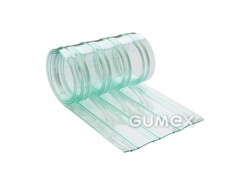 Závěsná fólie do vrat a průchodů ANTISTATIC DOUBLE RIBBED, tloušťka 2mm, šíře 200mm, 72°ShA, antistatická, PVC, oboustranně rýhovaná, -20°C/+50°C, transparetní zelená